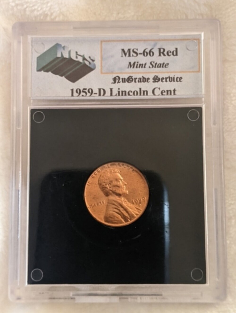 1959D MS-66 red penny. Mint state Lincoln Cent.Certification #20272